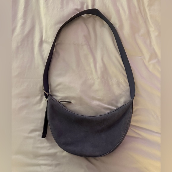 Greyish Blue Suede Crossbody Bag - Picture 3 of 8